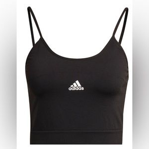 Womens Adidas Aeroknit seamless crop top sports bra
